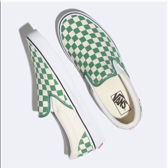 Last NWT 5 Star Vans Dk Green Checkerboard Slip On - Picture 3 of 8